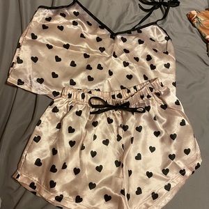 Pink with black hearts pjs